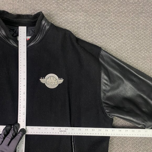 Vintage Mac Tools Jacket Men's XL Black Wool Leather Varsity Letterman Bomber - Picture 8 of 13